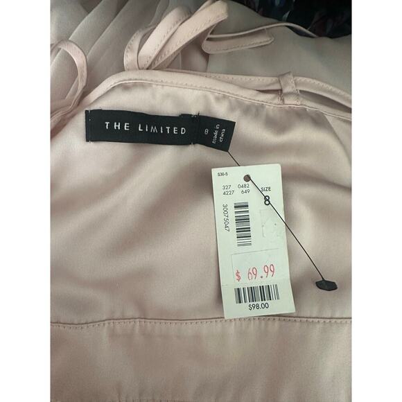 The Limited Blush Pink Ruffle Chiffon Midi Dress Size 8 Spaghetti Strap NWT - Picture 3 of 5